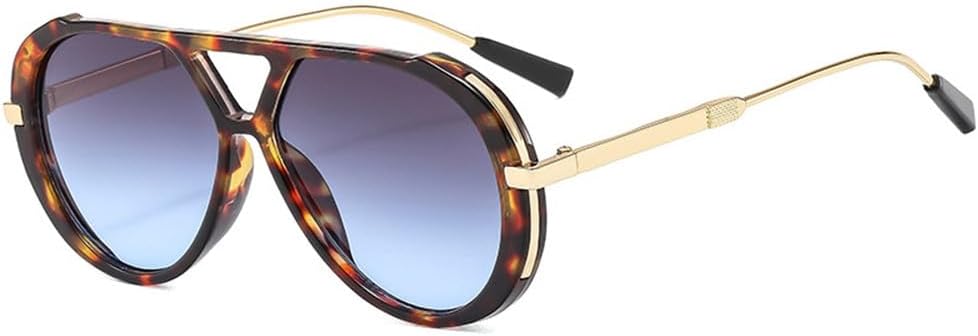 

Солнцезащитные очки UV400 с двойной перемычкой и металлическими градиентными линзами для женщин и мужчин, для бега и занятий спортом на открытом воздухе UYPTK, Leopard Grey Blue