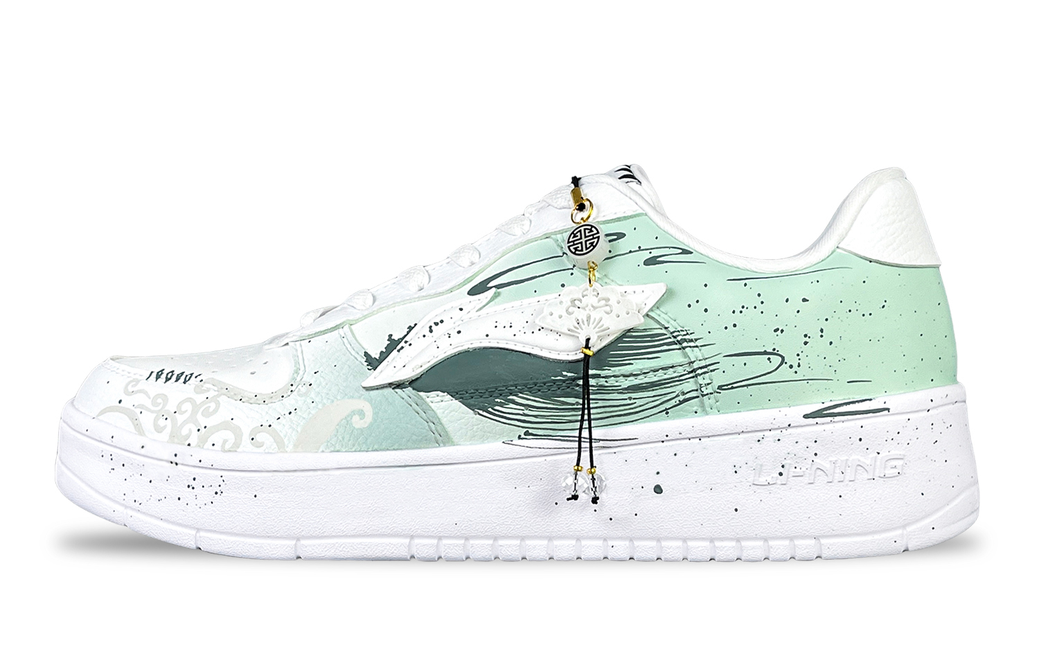 

LINING Кроссовки для скейтборда Pontoon Boats, противоскользящие и износостойкие, дышащие, низкие, мужские, белые, зеленые