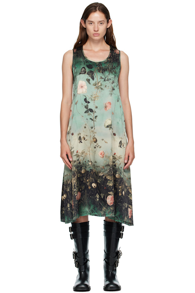 

Синее платье миди без рукавов R13, Dipped Black Turquoise Floral