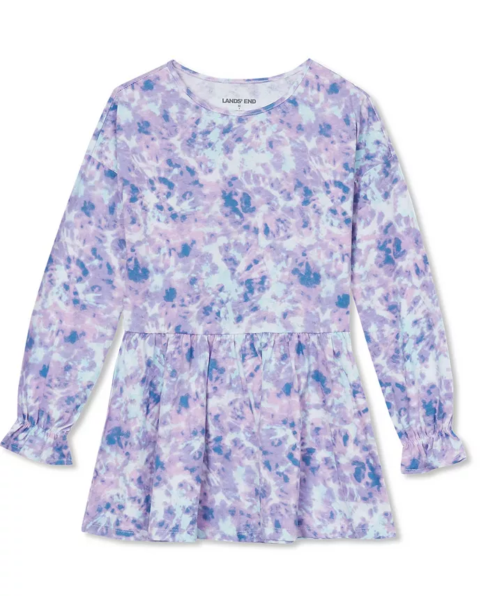 

Длинная блузка с рукавами и рюшами для девочек Lands' End, фиолетовый