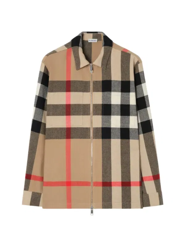 Рубашка Burberry из шерсти и хлопка в клетку, нейтральная