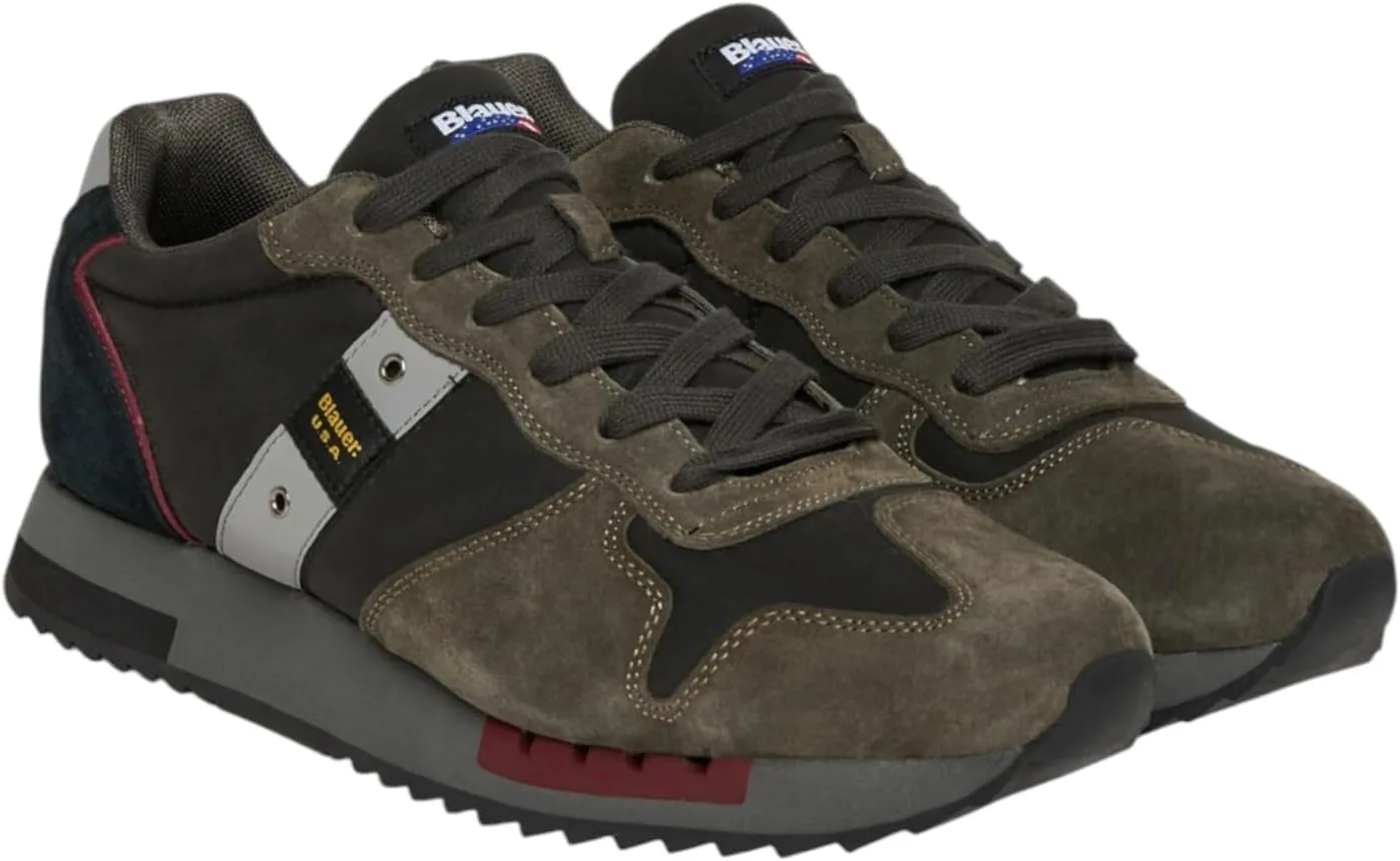 Мужские кроссовки Blauer QUEENS01, черные, цвета хаки, серые, с замшевыми шнурками — фото 2