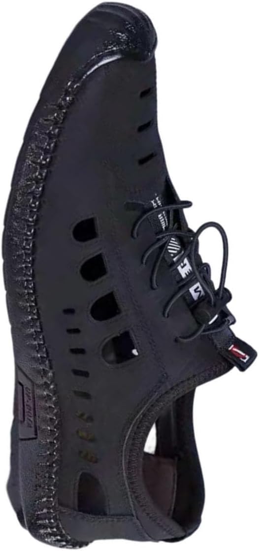 

Мягкие спортивные сандалии для мужчин, модная закрытая обувь для прогулок на открытом воздухе, удобные кожаные летние пляжные лоферы и шлепанцы Generic, черный