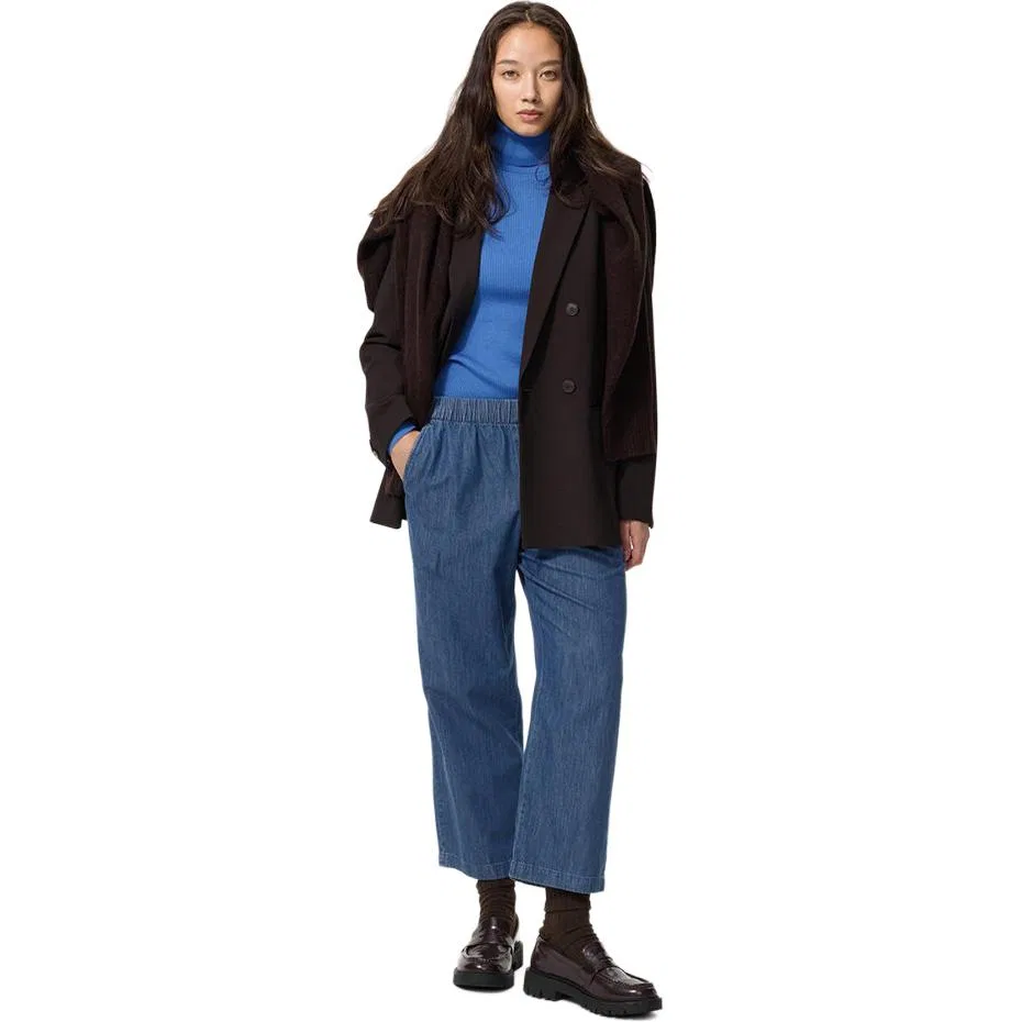 Джинсы прямого кроя UNIQLO Women's Moderate Straight Fit королевский синий — фото 3