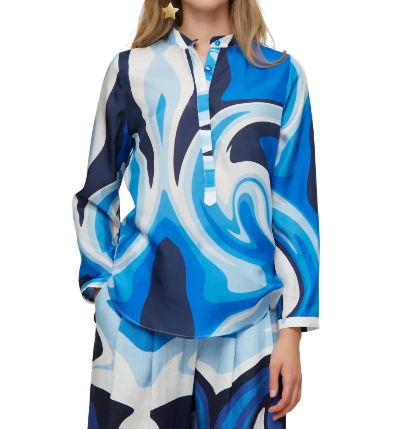 

Рубашка Metis Silk в цвете Liquid Blue Galeria