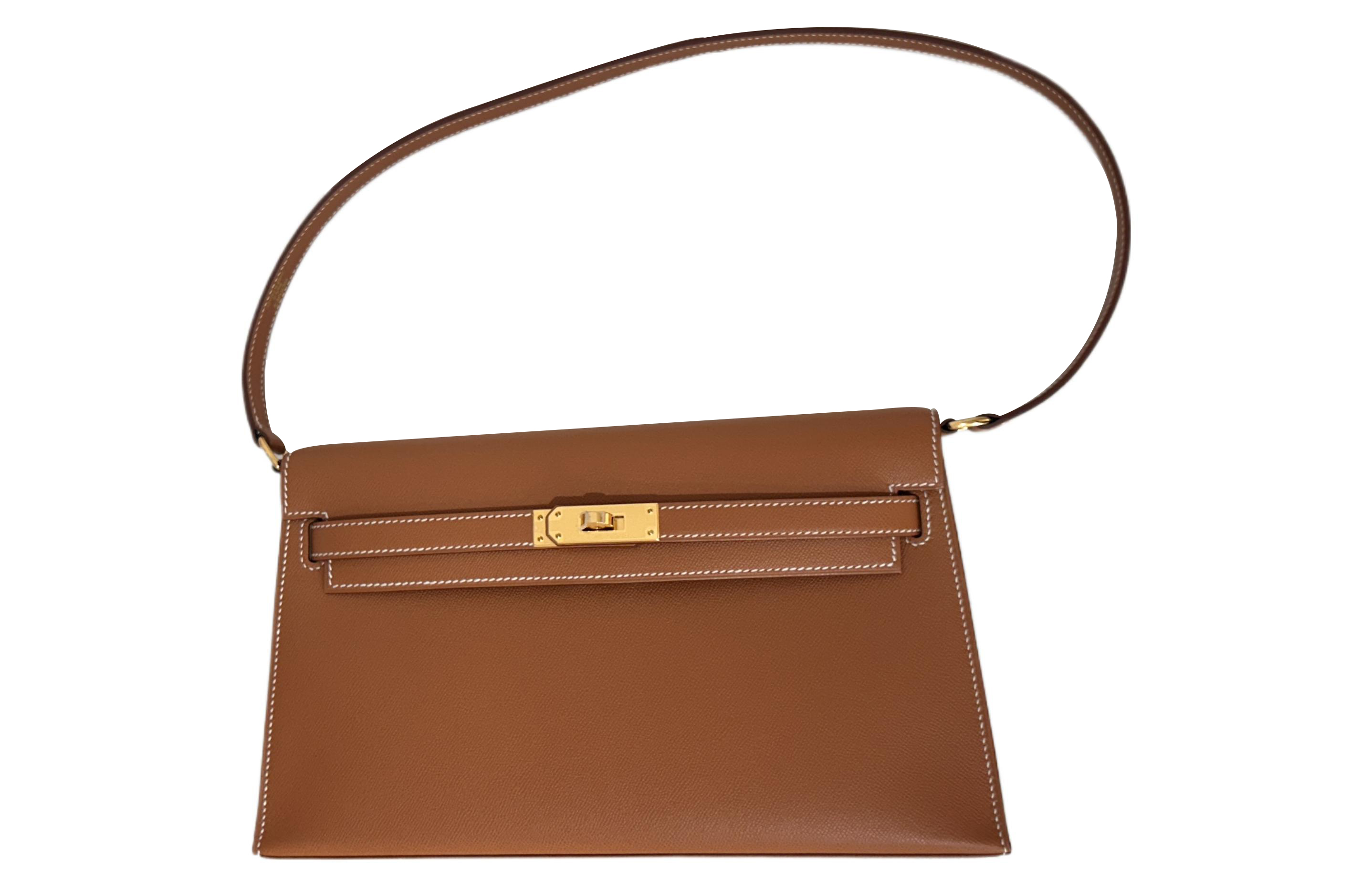 

HERMES Сумка через плечо Kelly Elan Madame из натуральной кожи, размер 37, золотисто-коричневая