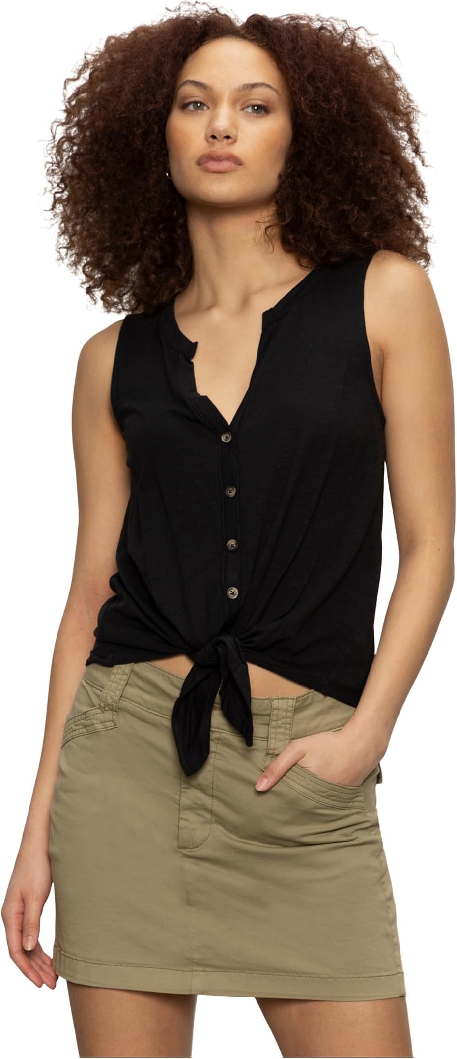 

Футболка Sanctuary Notched Button Front Tee, черный