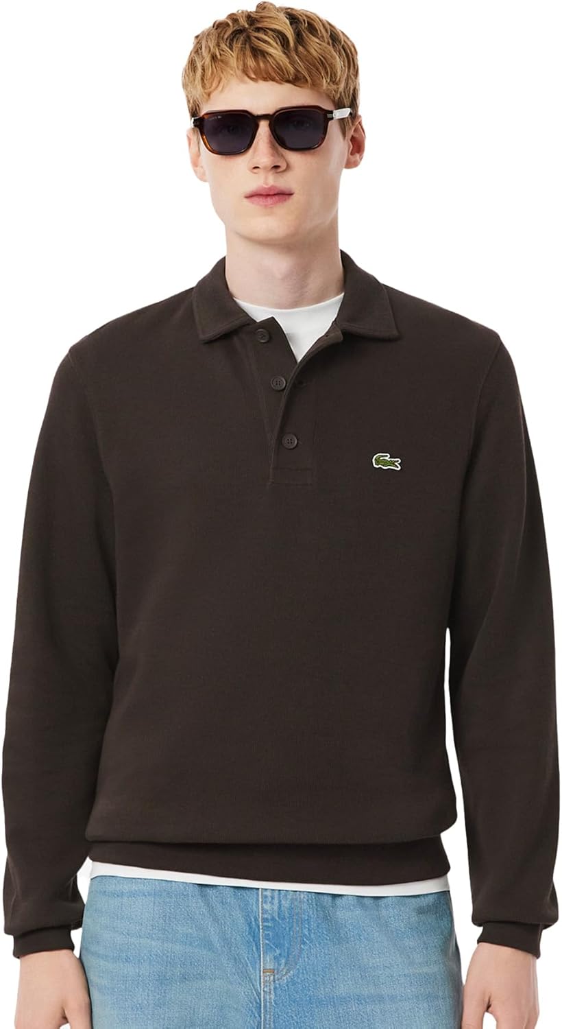 

Мужская хлопковая трикотажная рубашка-поло с длинным рукавом Lacoste (официальная модель), темно-коричневый