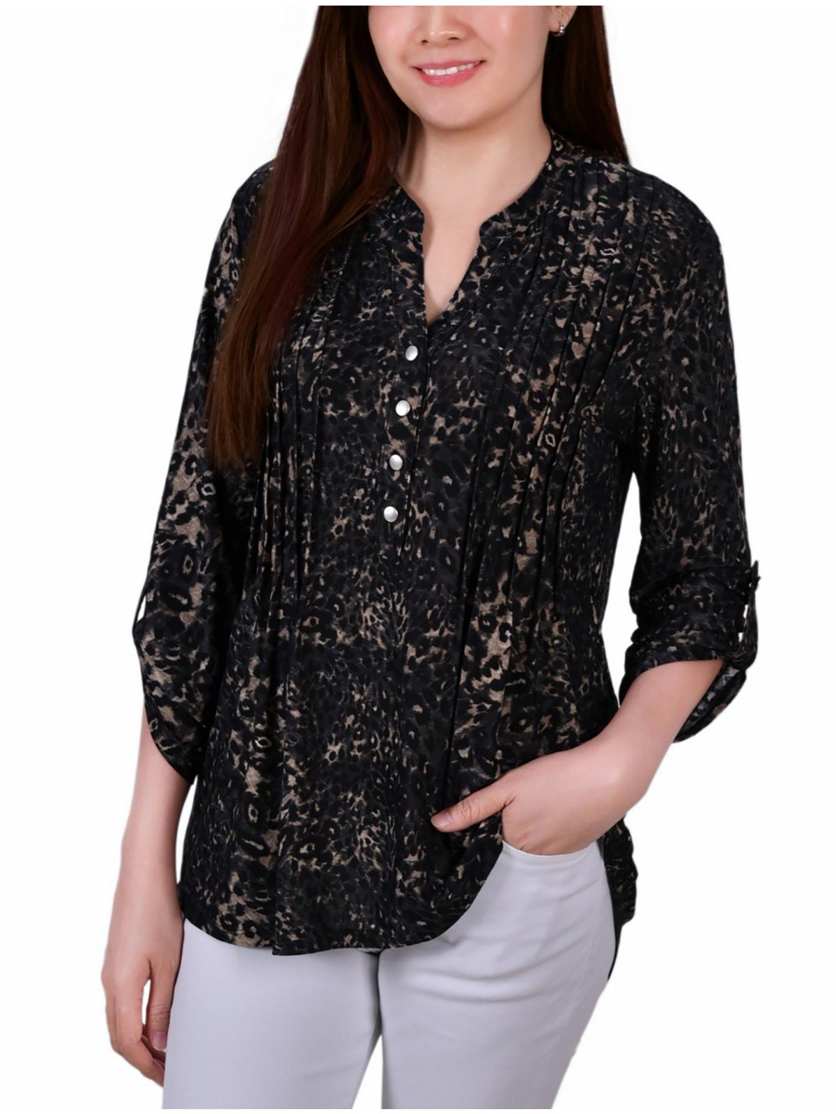 

Женская блузка Petites Pintuck NY Collection, цвет khaki animal