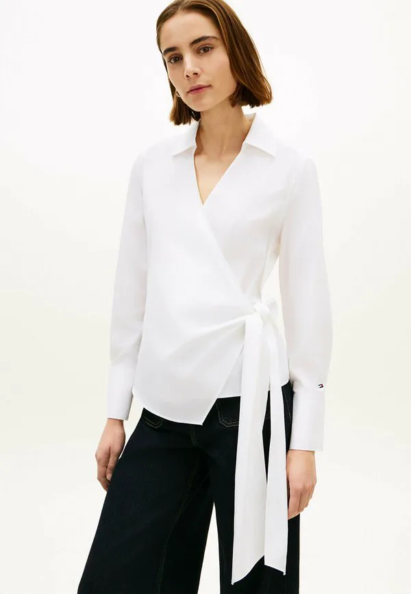 Блузка с запахом и узлом Tommy Hilfiger, Optic White