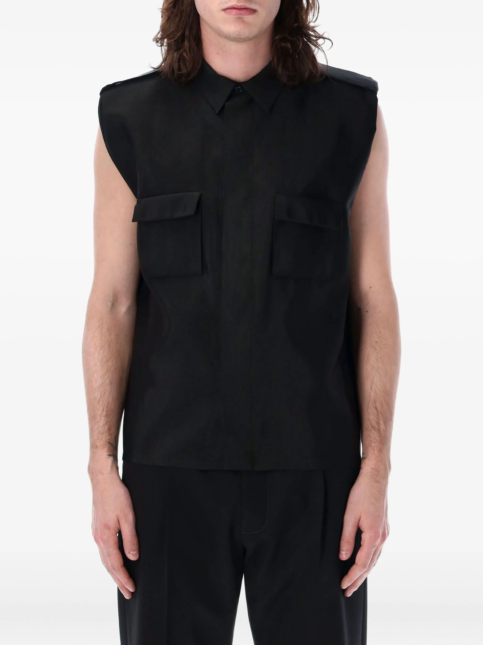 

Рубашка без рукавов Saint Laurent, черный