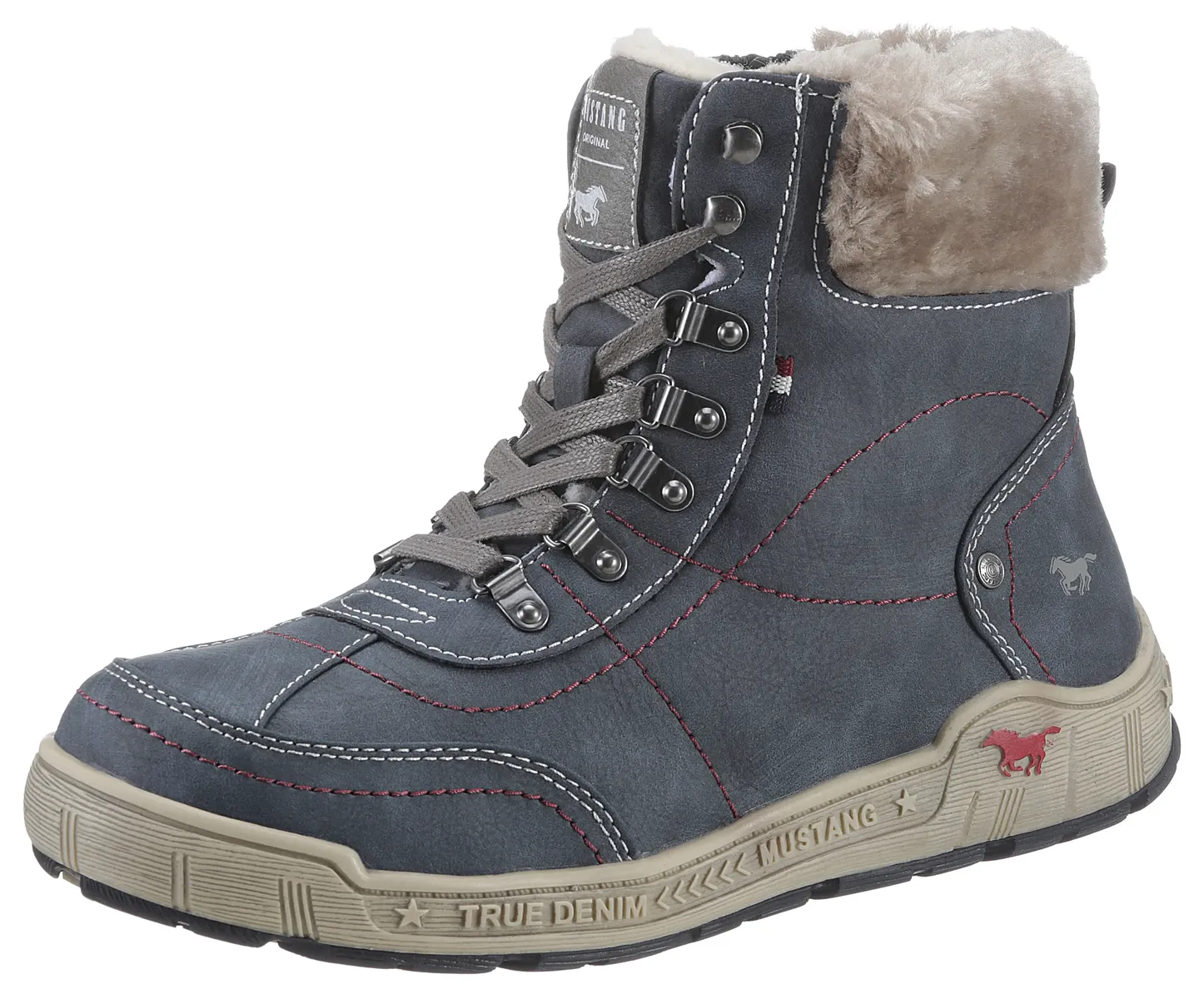 Зимние ботинки Mustang Shoes с воротником из искусственного меха шириной G = широкий, синий