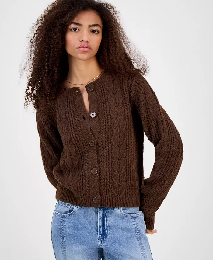 

Детский кардиган с косичками и застежкой на пуговицы Hippie Rose, коричневый