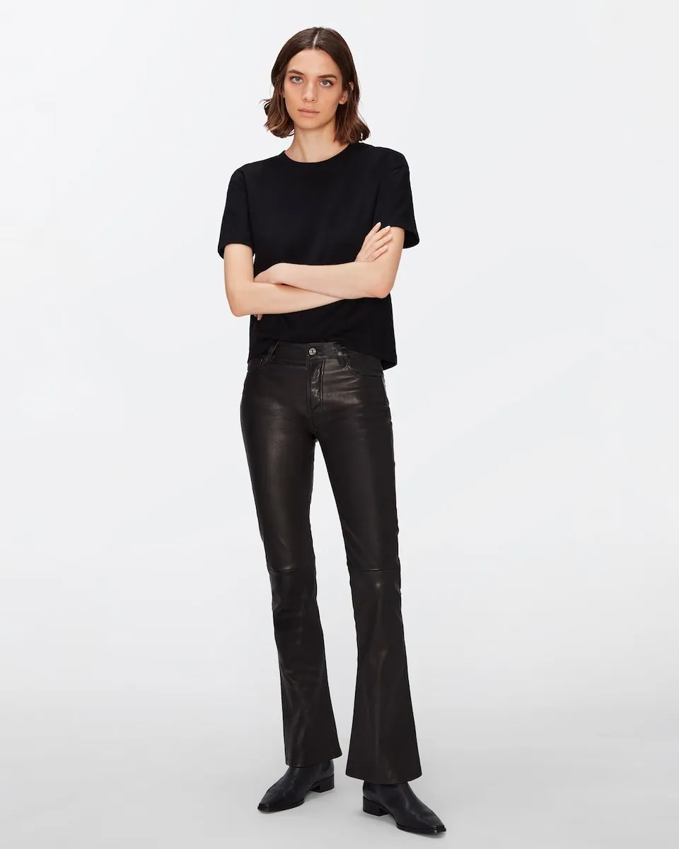 

Женские брюки-клеш Bootcut Tailorless, 100% кожа 7 For all mankind, черный