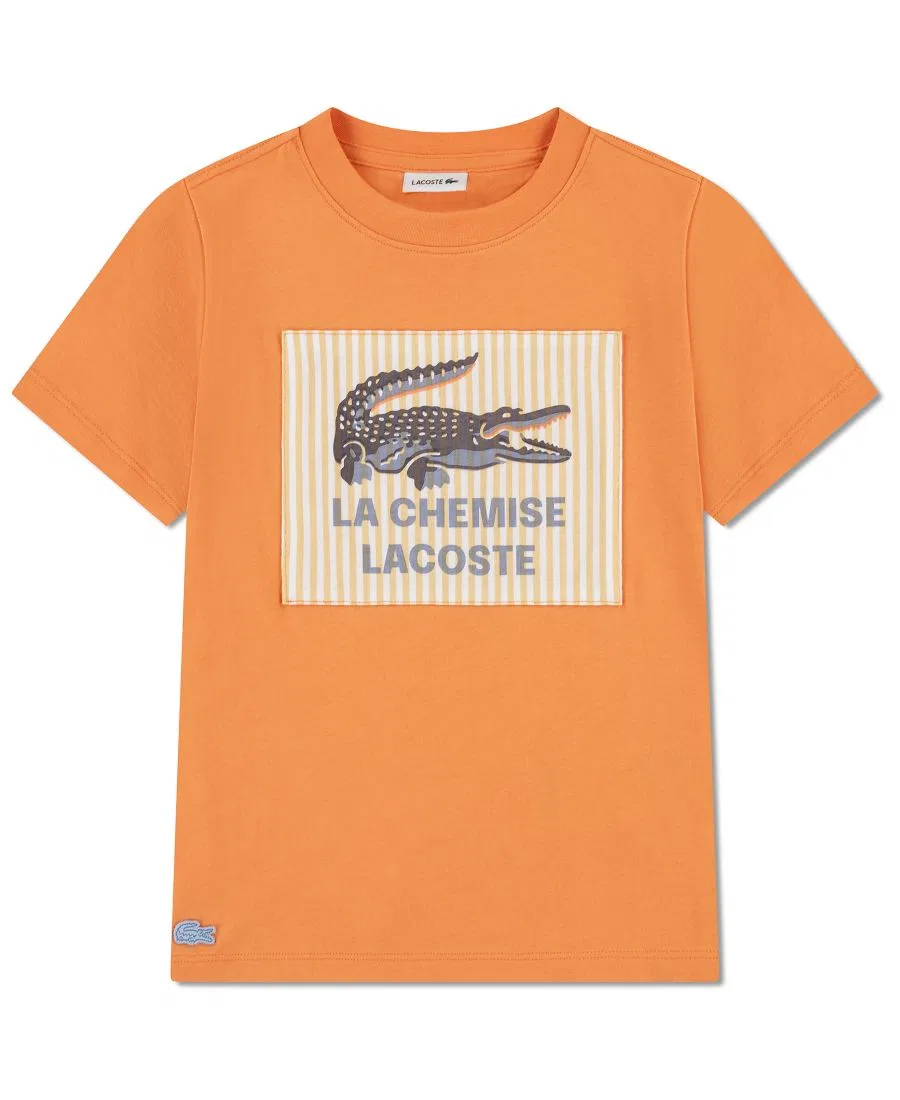 Детская футболка с круглым вырезом и аппликацией, размер 10-16 Lacoste