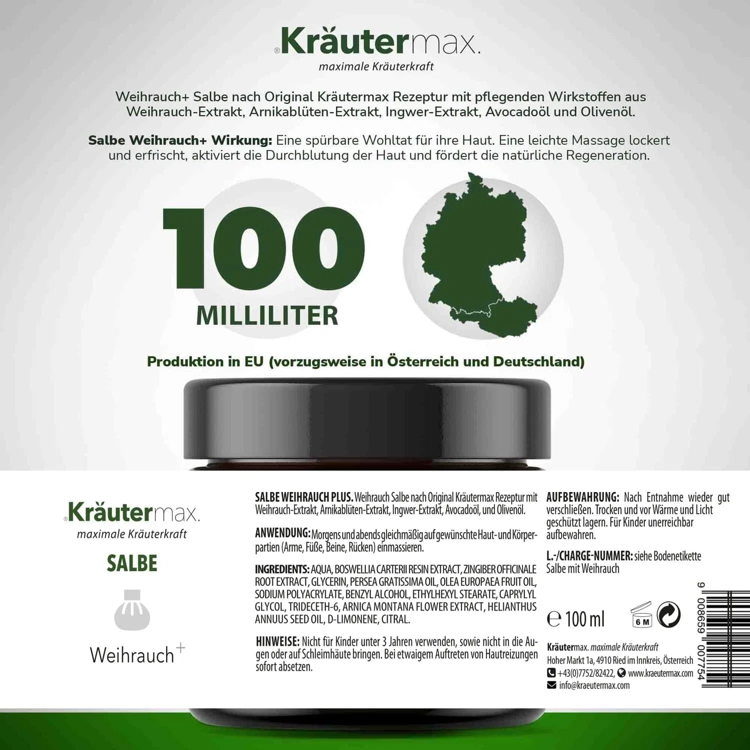 Мазь с ладаном Kräutermax Extra Strong с босвеллией 100 мл Kräutermax. — фото 2