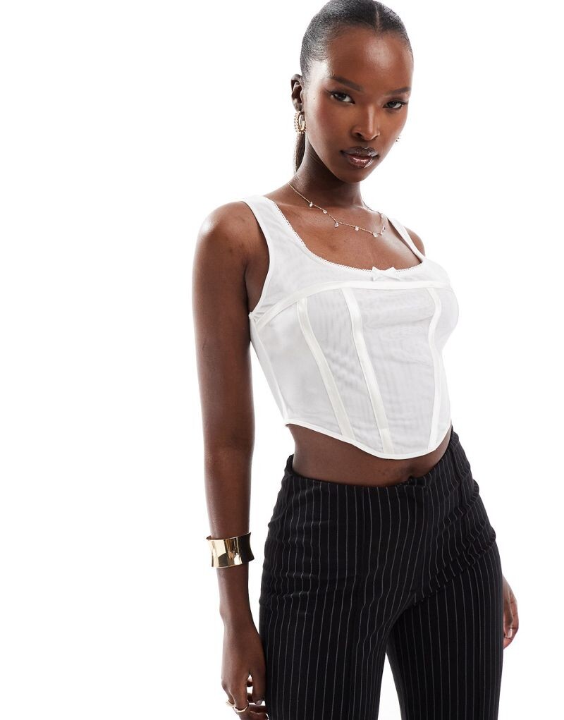 

Белый сетчатый корсет без рукавов ASOS DESIGN