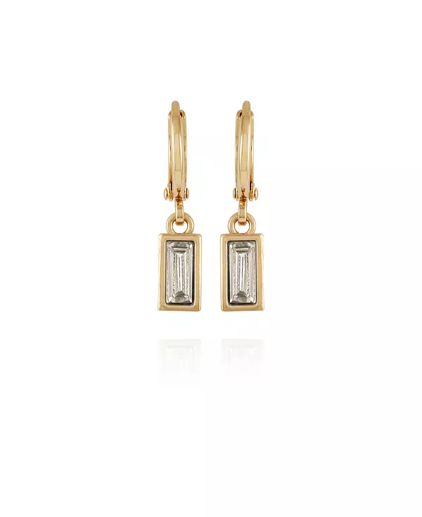 

Серьги-Кольца с подвесками в форме хагге золотистого оттенка с прямоугольными стеклянными камнями Vince Camuto, gold