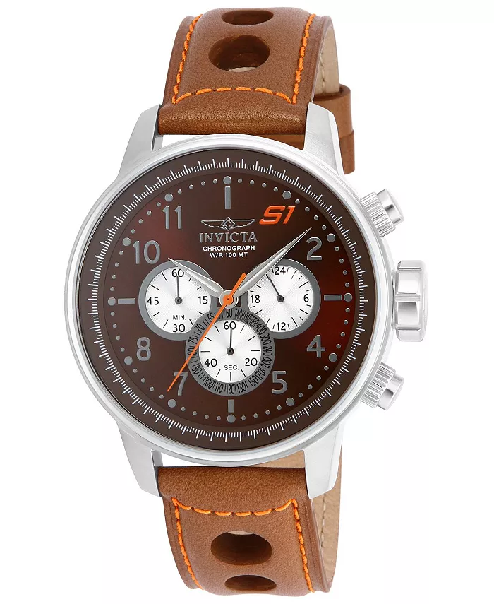 

Мужские часы 16015 S1 Rally Quartz с многофункциональным коричневым циферблатом Invicta, серебряный