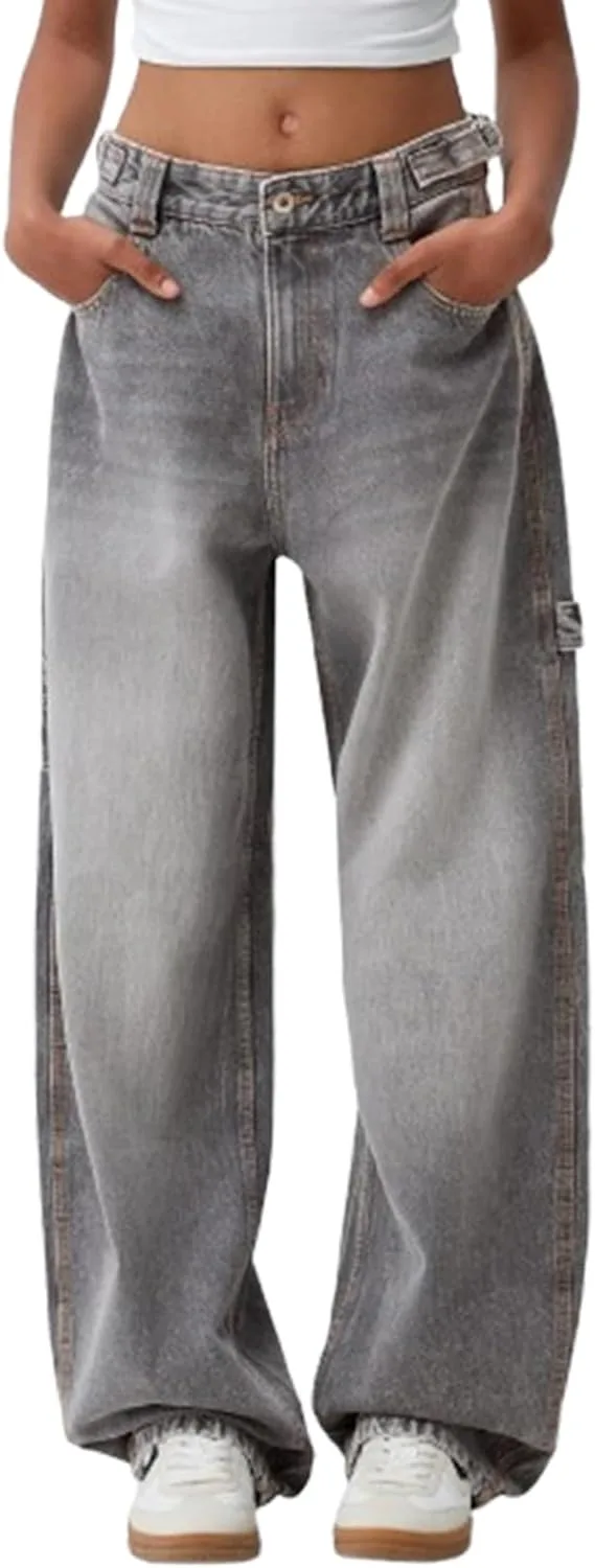 

Женские джинсы wide leg с прямыми штанинами boyfriend FOMOYUU