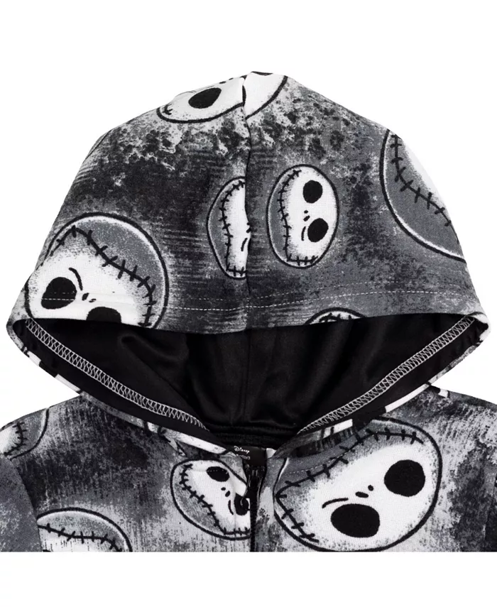 Детская толстовка с капюшоном и молнией Disney Jack Skellington для мальчиков Nightmare Before Christmas, черный — фото 3