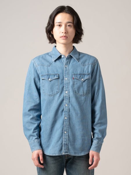 Классическая рубашка в западном стиле Levi's, Medium Indigo - Flat Finish