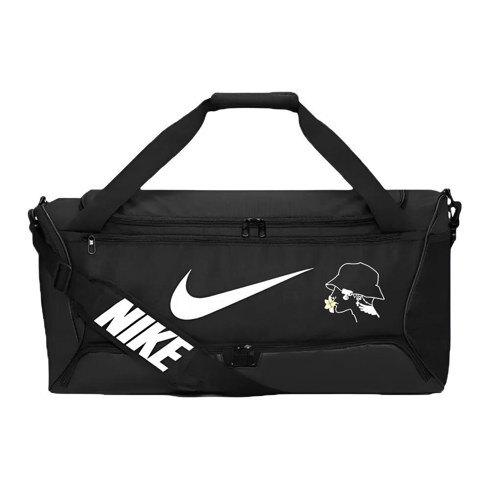 

Nike Чёрная дорожная сумка с белым принтом унисекс, Fashion Boy