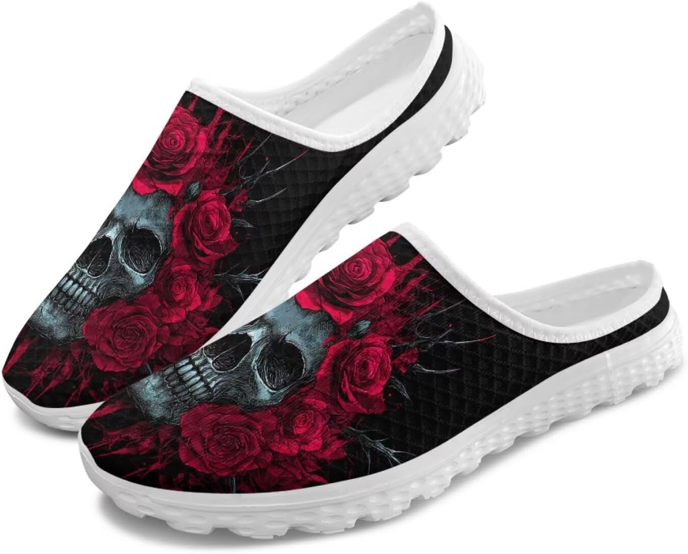 

Мужские сетчатые шлепанцы без задника с принтом - дышащие, легкие, противоскользящие, удобные для ходьбы и офиса Ocwfudsx, Skull Rose