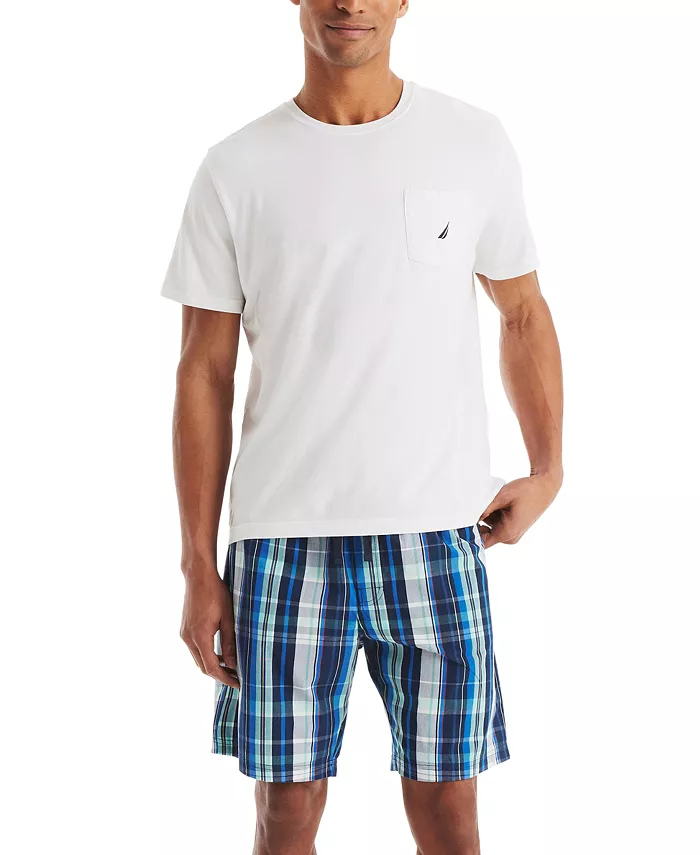 

Мужские клетчатые пижамные шорты 8" из поплина Nautica, синий