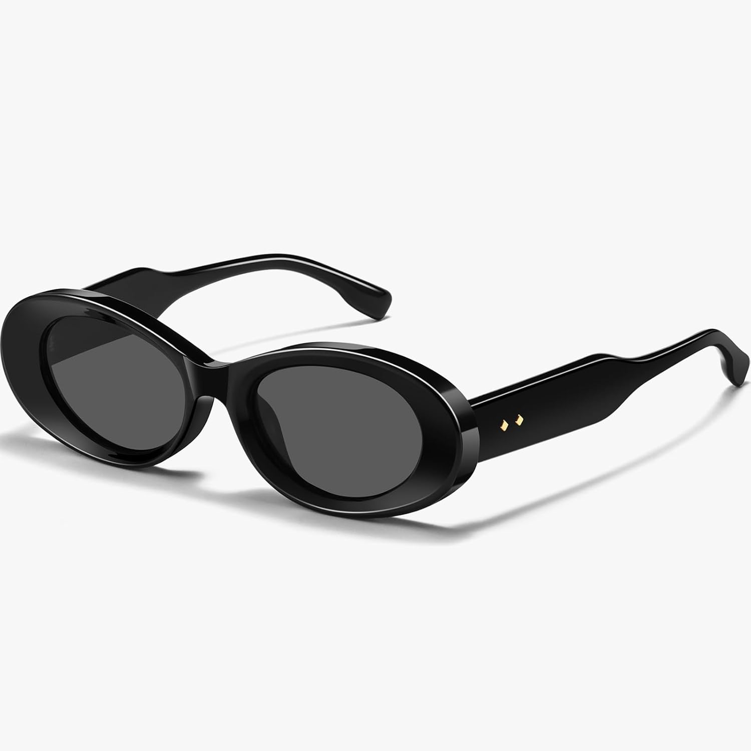 

Модные ретро-солнцезащитные очки овальной формы для женщин, классическая маленькая оправа, защита от УФ-излучения UV400, легкие и стильные, с солнцезащитным козырьком JOYesGO, Black/Black