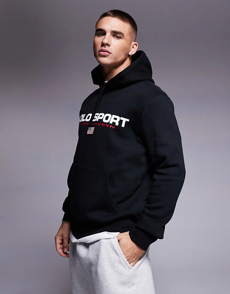 

Толстовка с капюшоном и логотипом Sports Capsule черного цвета Polo Ralph Lauren