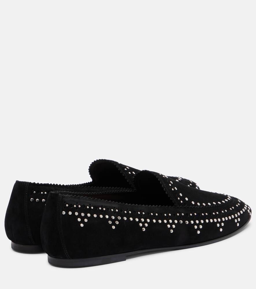 Скай лоферы из замши с шипами Aquazzura, Black — фото 2