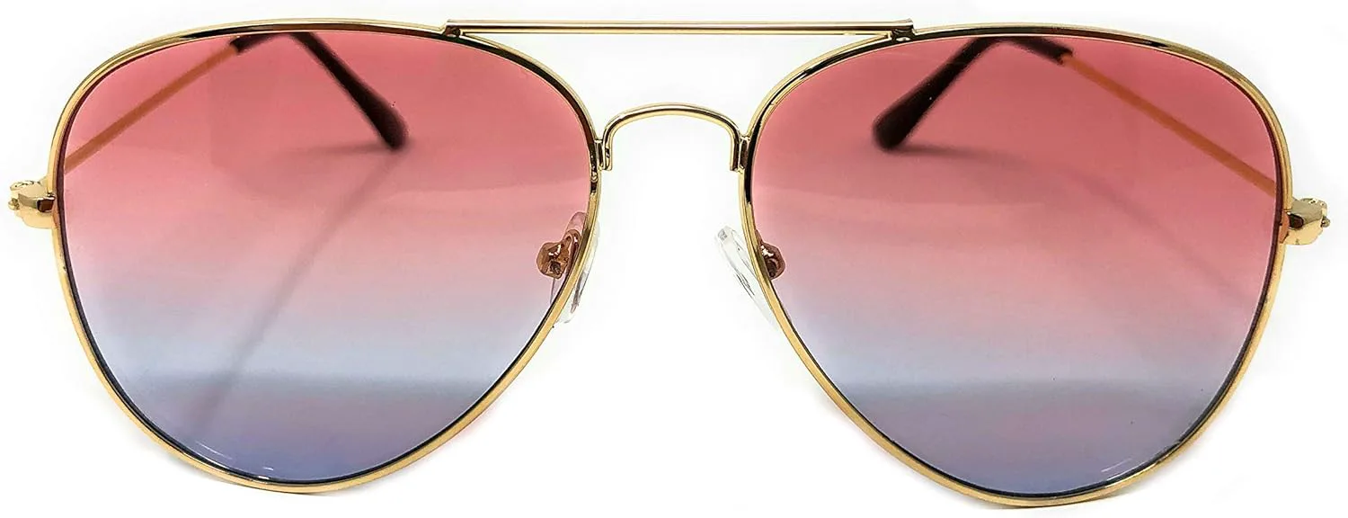 

Солнцезащитные очки My Shades - Авиаторские солнцезащитные очки с разноцветными линзами, классическая ретро-металлическая оправа WebDeals, Gold Frame, Pink/Blue