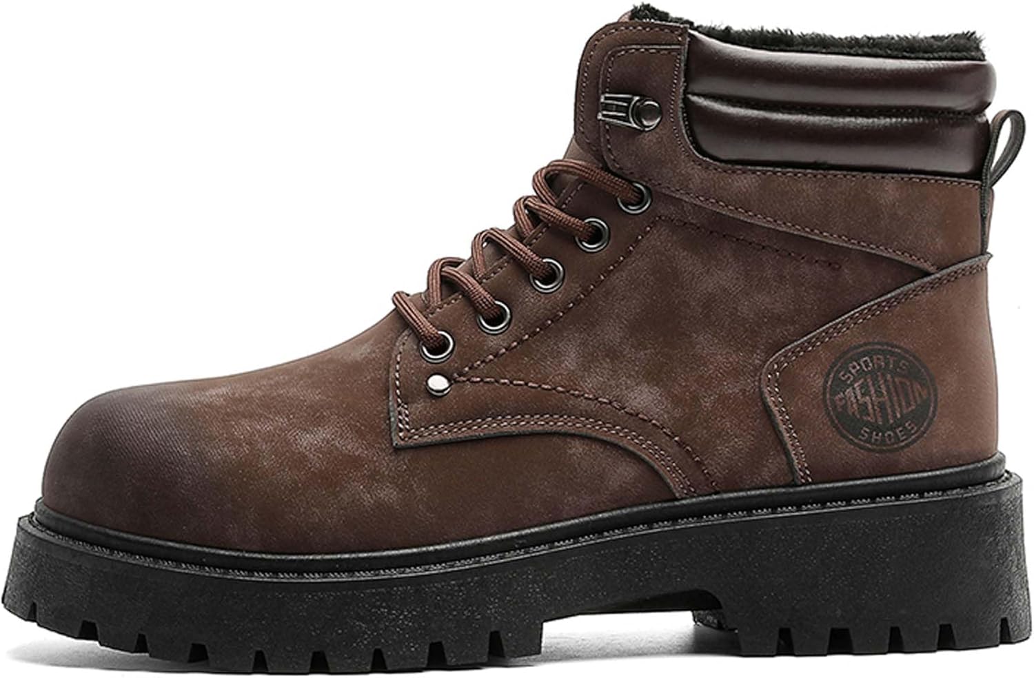 

Зимние мужские бархатные хлопковые туфли, противоскользящие, утепленные мехом для улицы, походные ботинки Generic, коричневый