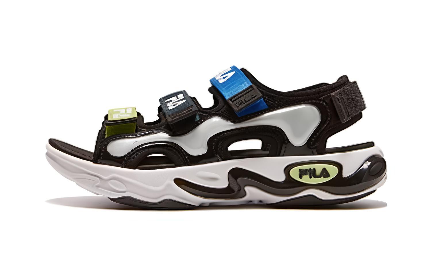 

Детские антиударные сандалии черно-синие подростковые FILA KIDS, черный морской синий