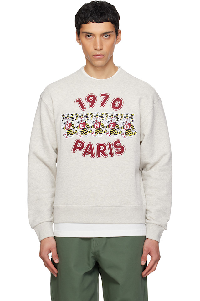 

Kenzo Серая толстовка Kenzo Paris с вышивкой "Kenzo Wild Tiger"