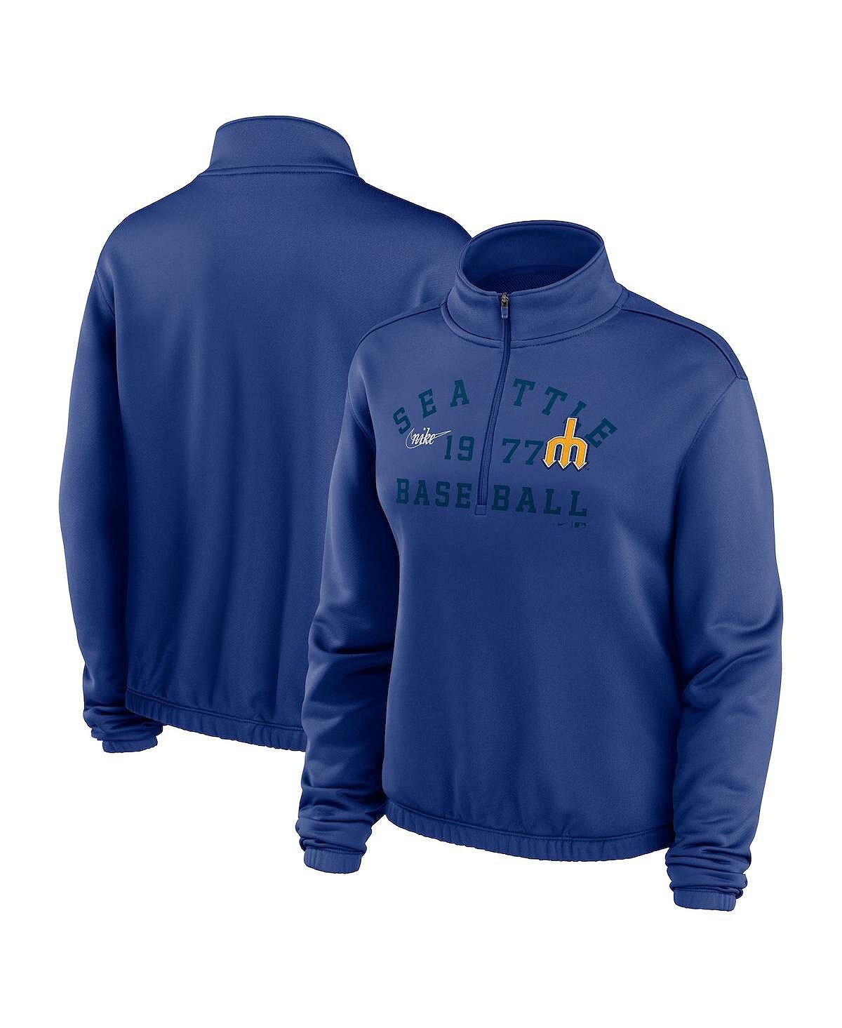 

Женский свитшот с молнией до половины длины Royal Seattle Mariners Rewind Splice Nike