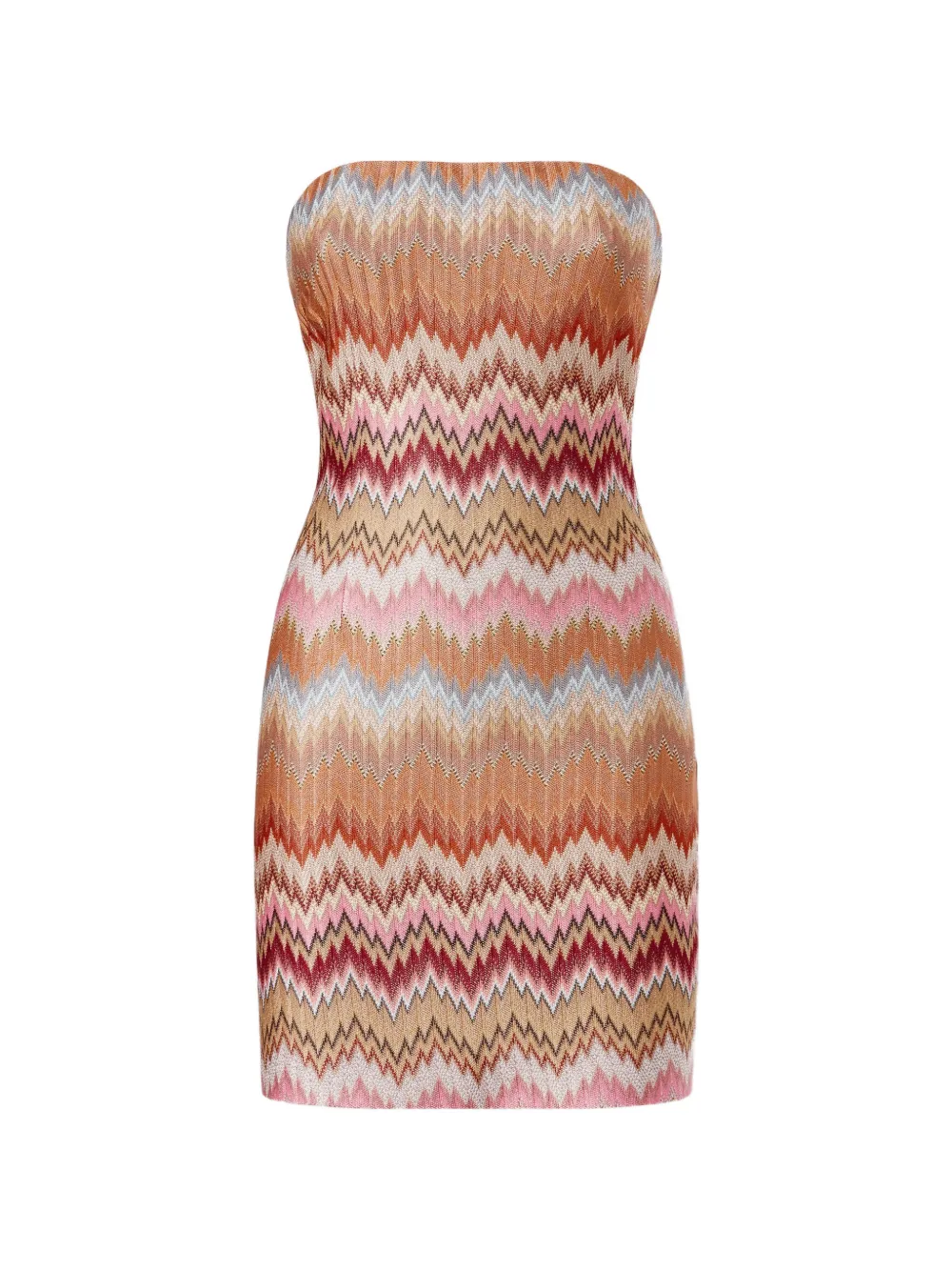 

Мини-платье без бретелек с узором "елочка" Missoni, розовый