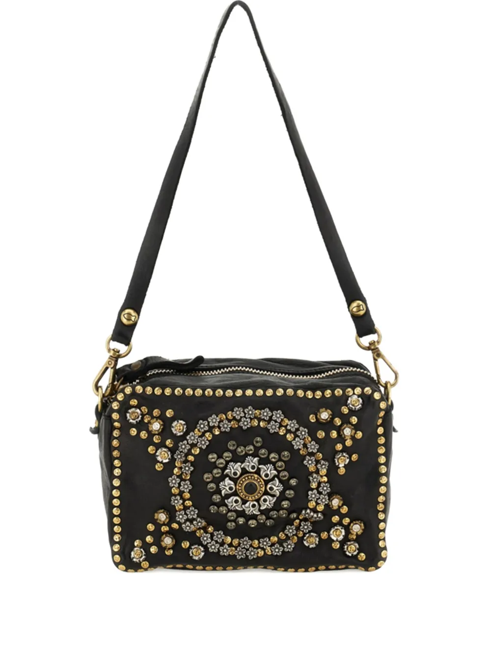 

Мини-сумка из кожи с декоративными заклепками Campomaggi, черный