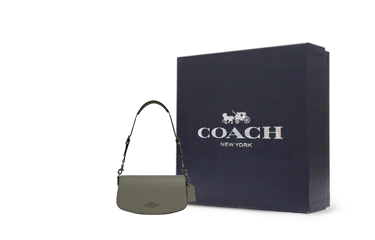 

COACH Кожаная сумка через плечо среднего размера армейского зеленого цвета