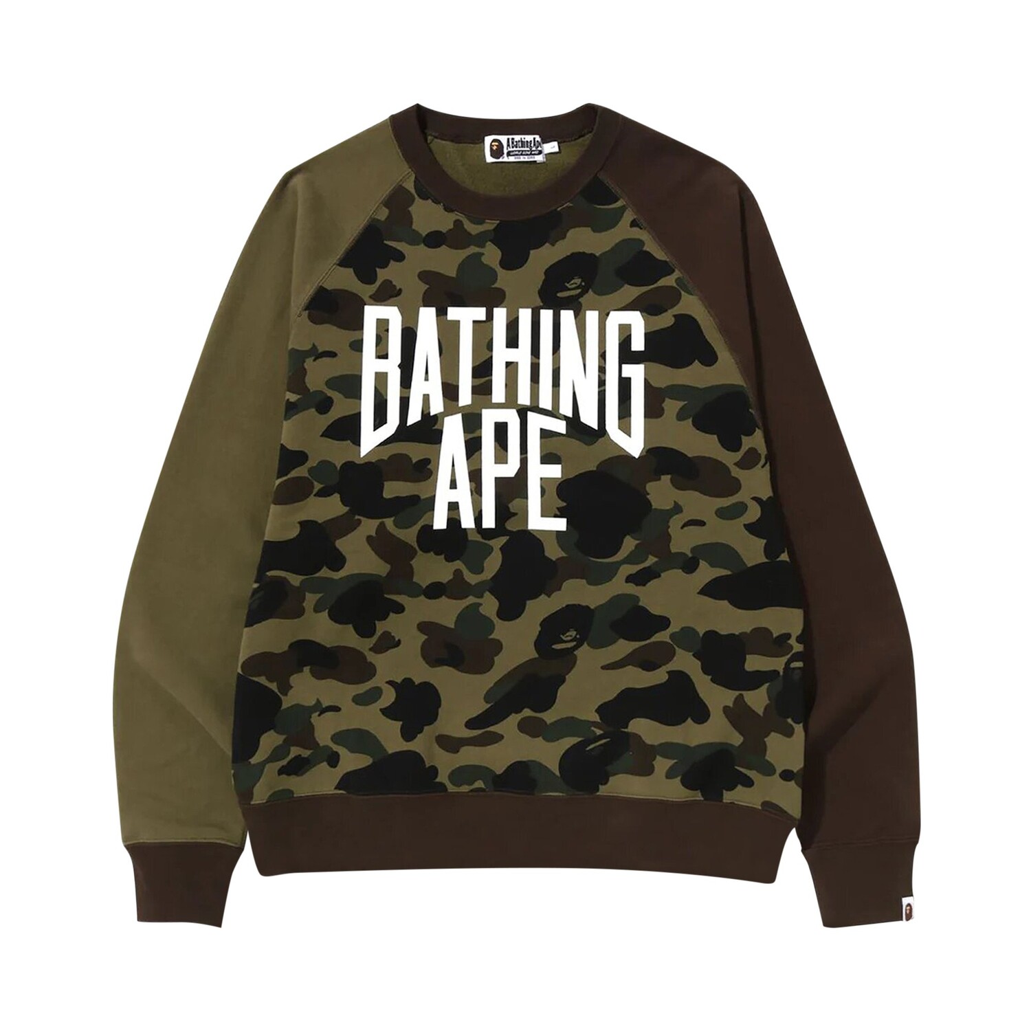 

BAPE 1st Camo Crazy Bathing Ape, свободный крой с круглым вырезом, зеленый цвет
