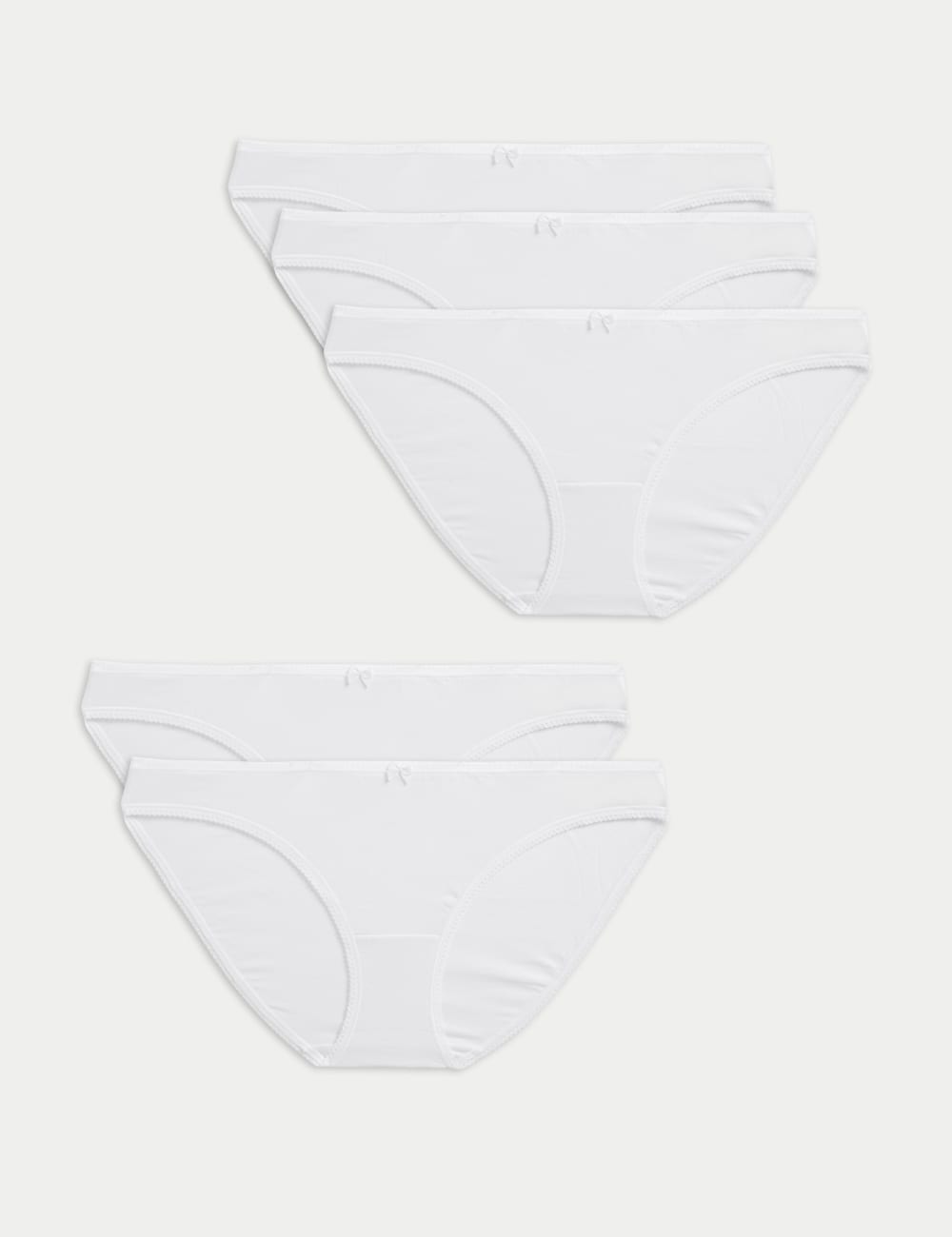 

5 шт. трусики-бикини из хлопка и лайкры Marks & Spencer, белый