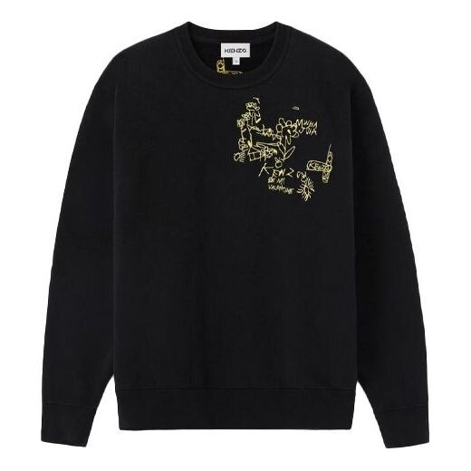 

Свитер ss21 graffiti logo round neck hoodie black Kenzo, черный