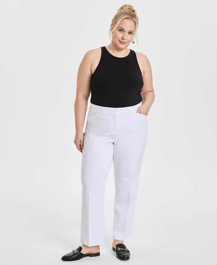 

Прямые брюки для пышных форм Plus Size Curvy-Fit JM Collection, белый