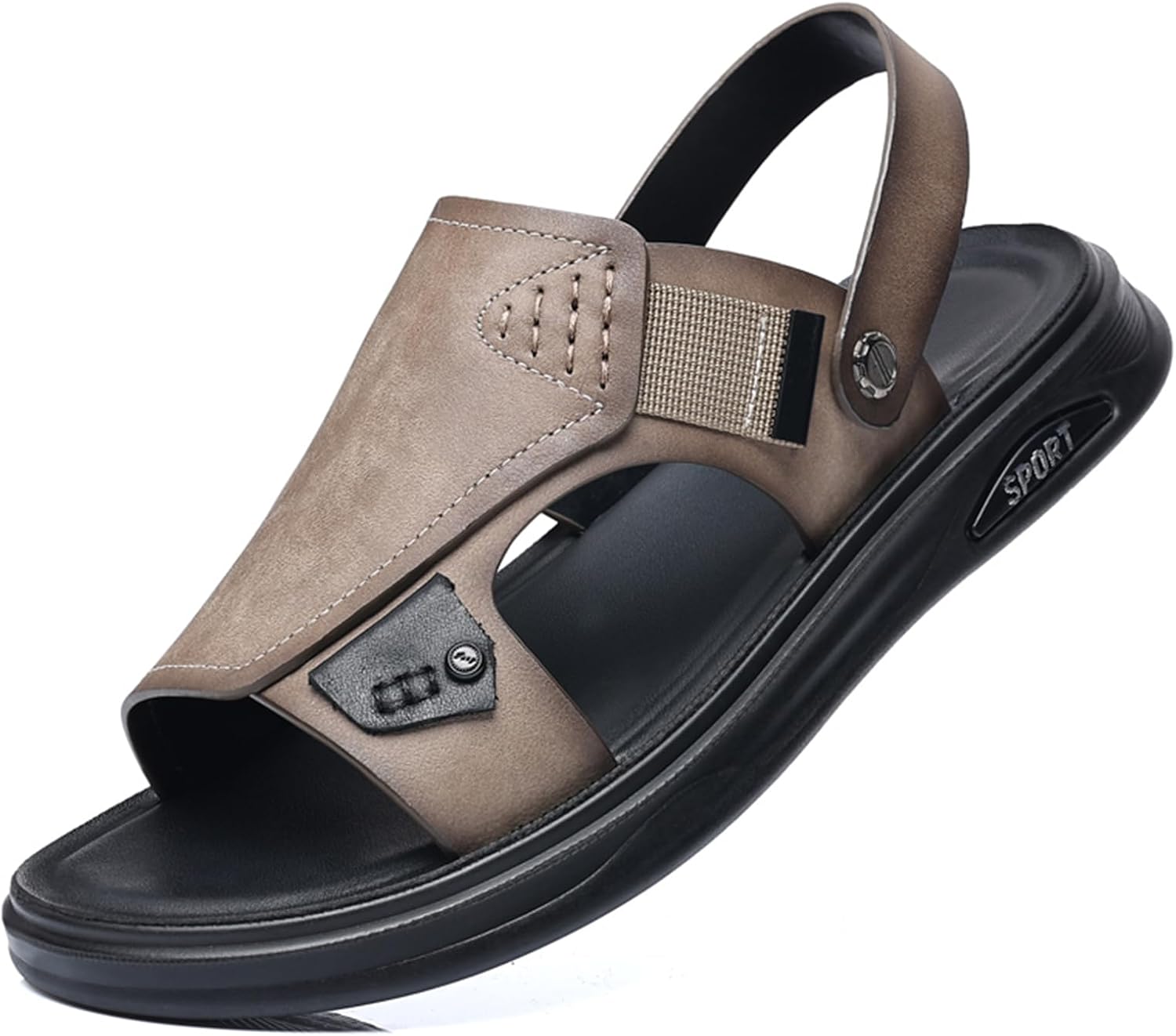 

Мужские сандалии Abborora из натуральной кожи для активного отдыха, с регулируемыми ремешками, серый