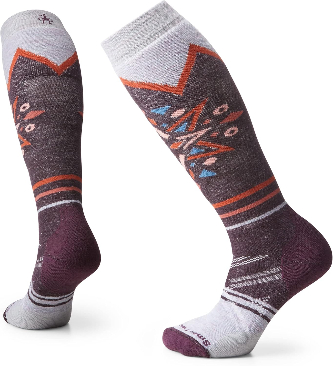 

Женские лыжи Smartwool с полной амортизацией, узор «Горный снег» (Otc), Bordeaux