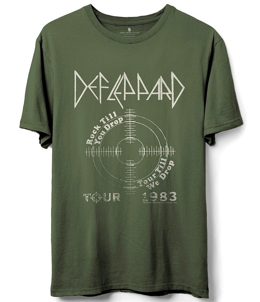 

Junk Food Футболка с коротким рукавом и рисунком Def Leppard Tour 1983, зеленый