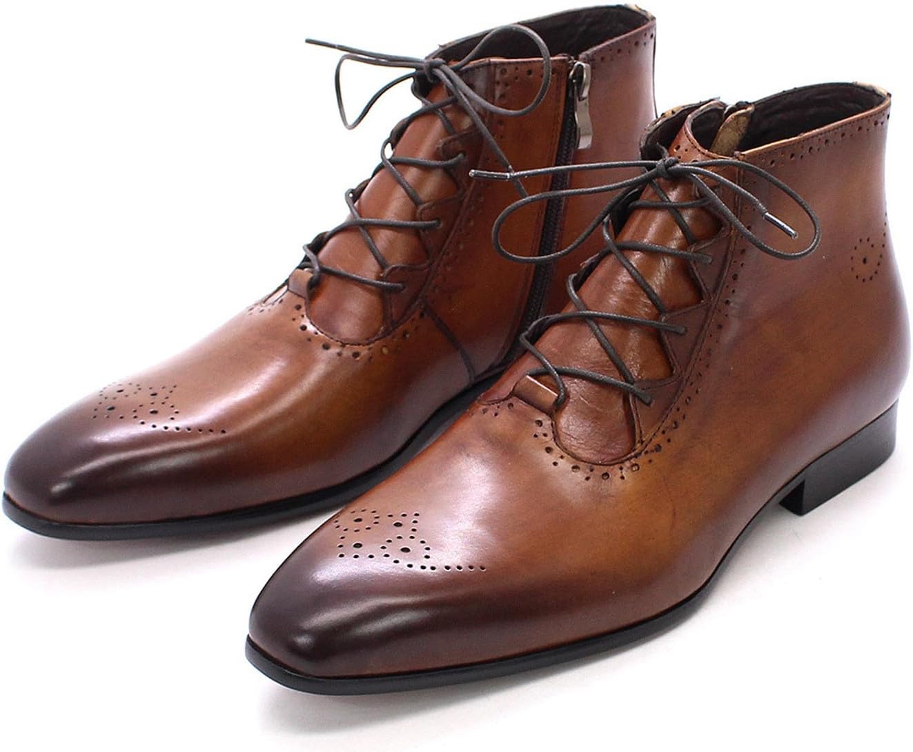 

Мужские оксфорды Santimon, формальные ботинки на щиколотку, из натуральной кожи, с декоративными перфорациями, ботинки Челси, мужская мода, выпускной, свадьба, деловой стиль, повседневный, смокинговые, вестерн-ботинки, коричневый