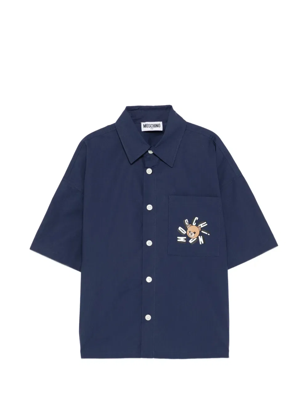 Рубашка с накладным карманом Moschino Kids, синий