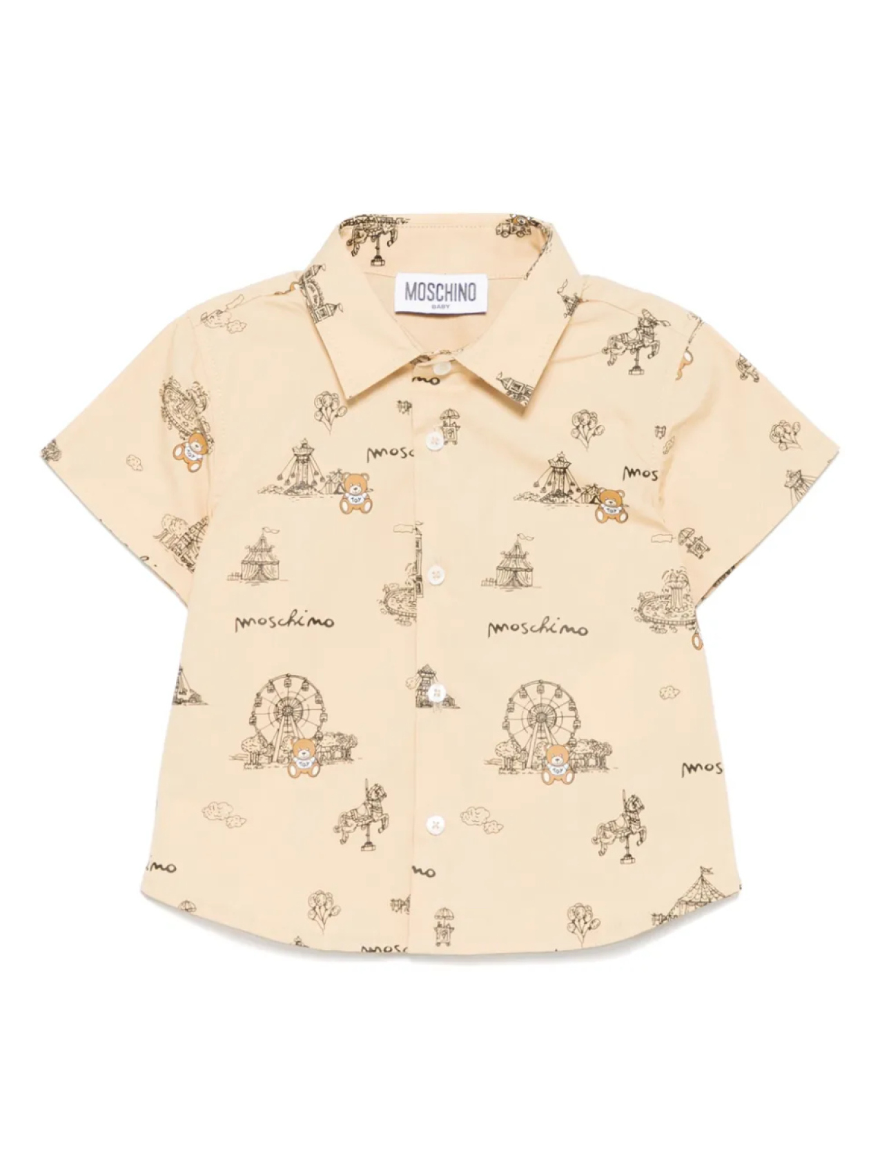 

Футболка с принтом плюшевого мишки Moschino Kids, нейтральный